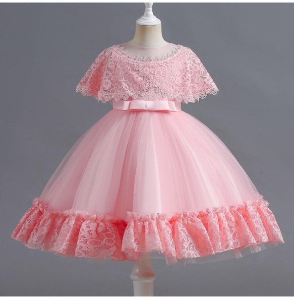 Summer New Children's Dress Mesh Lace Princess Dress Wedding Flower Children Piano Competition Performance Dress