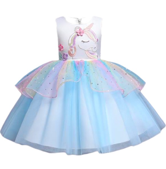 Baby Girls Rainbow Unicorn Flower Wedding Princess Party Tutu Dresses Children Kids Elegant Chirstmas Vestidos Costume Clothing