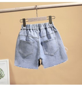 Baby Girl's Summer Cotton Denim Shorts Pants Toddler Kids Cute Swan Flower Soft Jeans for Teenager Girls Children Clothing