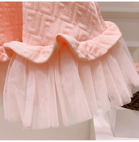 Baby Girls Dresses Spring Autumn Summer Pink Mesh Prinscess Short Sleeve Dress Children Clothing Girls Casual Dresses For 1-12y