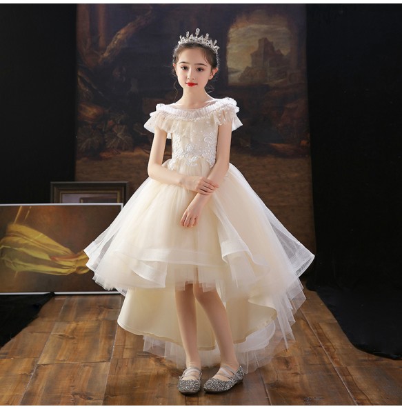 Baby Girls Flower Princess Ball Gown Party Tutu Trailing Dress For Brithday Wedding Kids Christmas Dresses Children Clothing