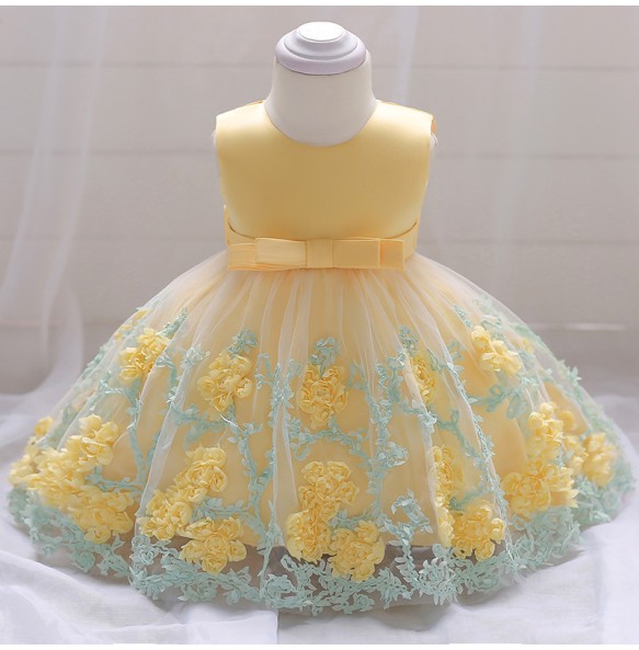 Baby Girl Frist Birthday Baptism Dresses Kids Lace Flower Dress for Little Girls Party Wedding Toddler Infant Christmas Clothing