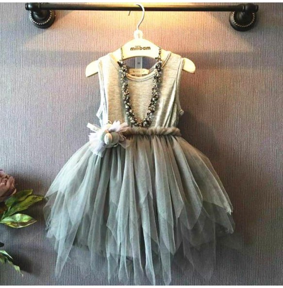 2023 New Girls Summer Flower Party Tutu Dress Baby Kids Causal Tulle Yarn Skirt for 2-6 years Children Clothing