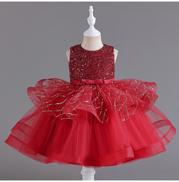 Flower Baby Girls Princess Sequins Wedding Christmas Party Tutu Dress Children Kids Elegant Vestidos Clothes for 2 4 6 8 10Years