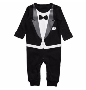 Baby Boy Clothes Spring Autumn Cotton Formal Romper Gentleman Outfit Newborn One-Piece Clothing Handsome Jumpsuit Party Suit