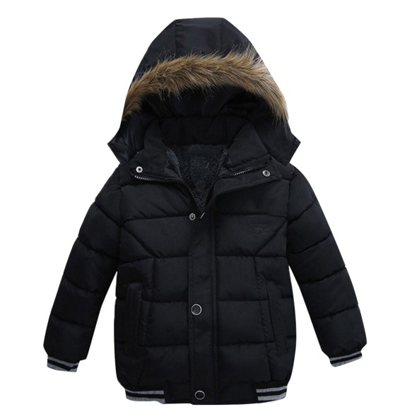 Boys and Girls Winter New Velvet Thickened Solid Hooded Long sleeved Sports Fashion Versatile Cotton Coat For 1-5 Years