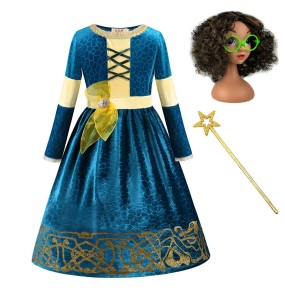 Autumn and Winter New Girl Role Play Long Sleeved Dress Halloween Party School Stage Play Princess Cosplay Dress for 2-10 Years