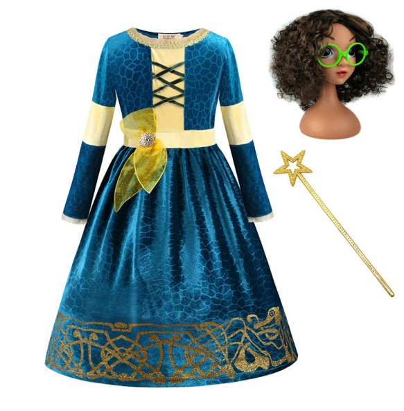 Autumn and Winter New Girl Role Play Long Sleeved Dress Halloween Party School Stage Play Princess Cosplay Dress for 2-10 Years