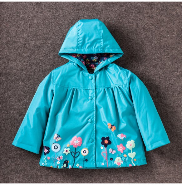 Baby Girls Flower Spring Autumn Jacket Coat Outerwear Children Kids Windbreaker Hoody Toddler Raincoat Clothing Bebes Outwear