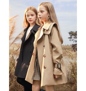 3-14 years Spring Autumn Girls Windbreaker Trench Coat Windproof Children Kid's Mid-Length Jacket Coat Baby Teenagers Overcoat