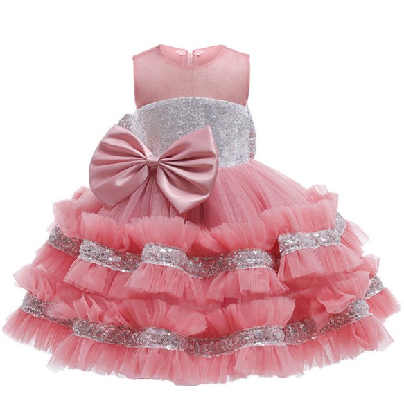 1 2 3 4 5 Years Princess Baby Girls Sequin Wedding Party Tutu Dress Children Kids Christmas Costume Clothing With Big Bow