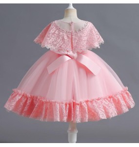 Summer New Children's Dress Mesh Lace Princess Dress Wedding Flower Children Piano Competition Performance Dress