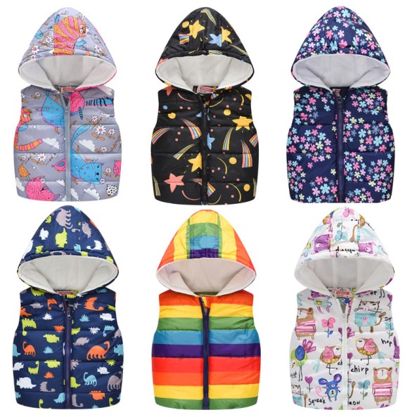 Baby Boys Girls Vest Hooded Jacket Kids Hooded Christmas Costume Clothes Children Autumn Warm Winter Waistcoat Outerwear Outfits