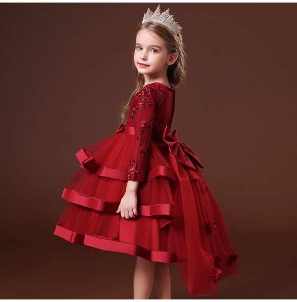 Kids Christmas Eve Girls Wedding Flower Dresses Princess Autumn Costume Elegant Party Pageant Formal Gown For Teen 3-12 Years