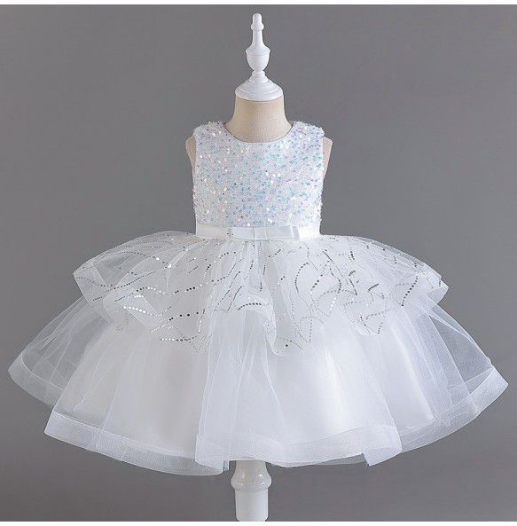 Flower Baby Girls Princess Sequins Wedding Christmas Party Tutu Dress Children Kids Elegant Vestidos Clothes for 2 4 6 8 10Years