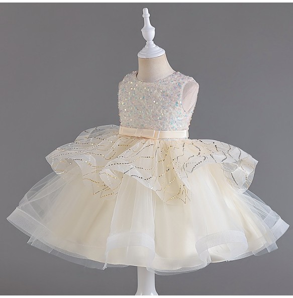 Flower Baby Girls Princess Sequins Wedding Christmas Party Tutu Dress Children Kids Elegant Vestidos Clothes for 2 4 6 8 10Years