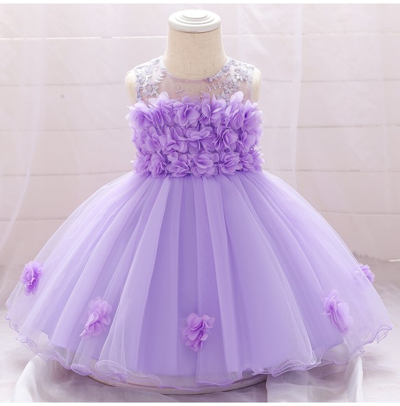 Baby Girl Frist Birthday Baptism Dresses Kids Lace Flower Dress for Little Girls Party Wedding Toddler Infant Christmas Clothing