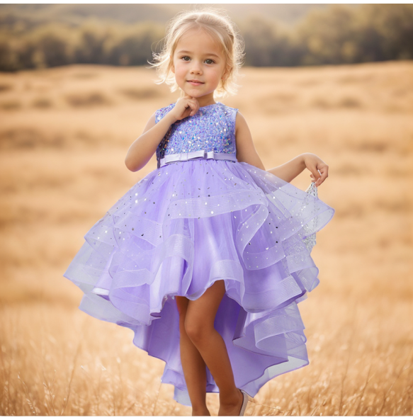 Flower Girls Princess Sequins Baby Wedding Christmas Party Trailing Dress Teenager Children Kids Elegant Vestidos for 3-15Years