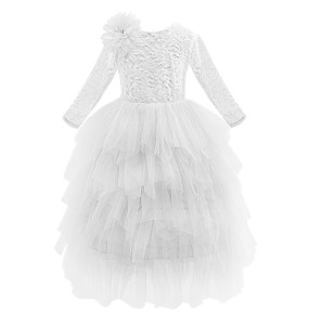 New 2024 Princess Baby Girl Lace Flower Party Dress Children Kids Vestidos Costumes Clothing for 2-10 years