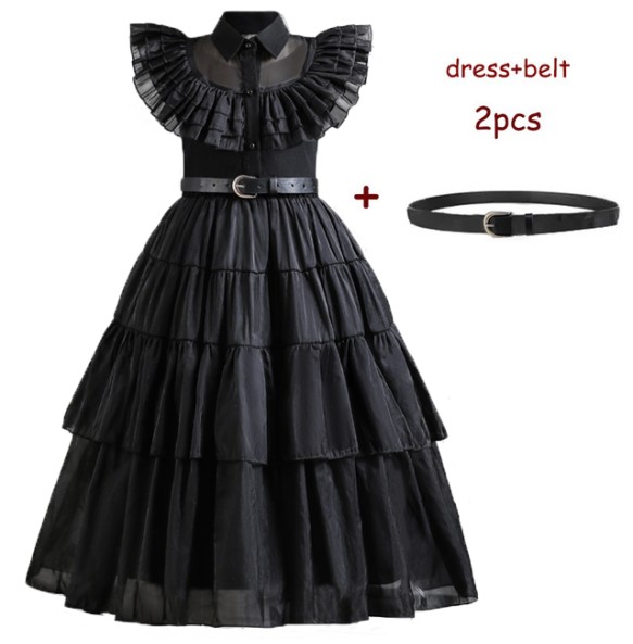 Wednesday Addams Costume Girls For Kids Addam 2024 Vestidos Mesh Party Dresses Carnival Costume Wowan Halloween Costume