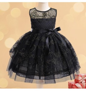 Girls New Wednesday Black Lace Hollow Sleeveless Gothic Mesh Dress Halloween Christmas Makeup Ball Dress