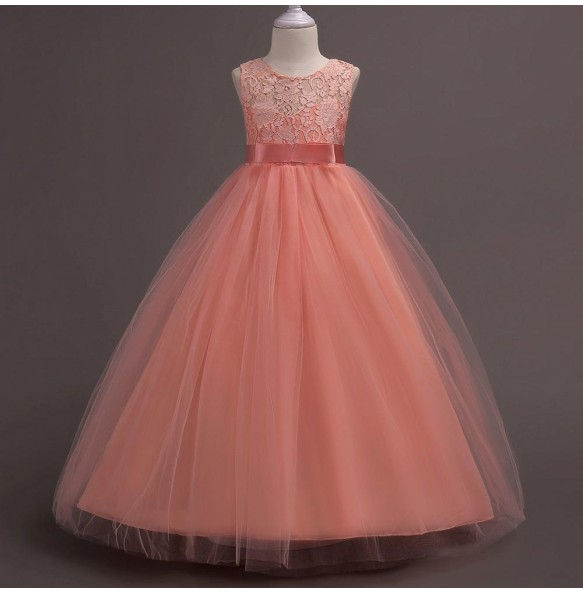 4-15 Years Kids Dress for Girls Wedding Tulle Lace Long Girl Dress Elegant Princess Party Pageant Formal Gown for Teen Children