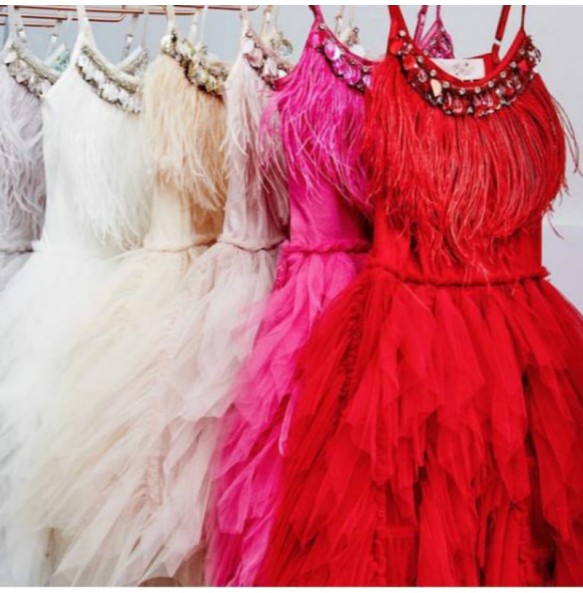 Big Size 2-12Yrs Kids Dresses Girls Elegant Feather Tassels Girls Wedding Party Dress Girls Princess Ball Gown Dresses Clothing