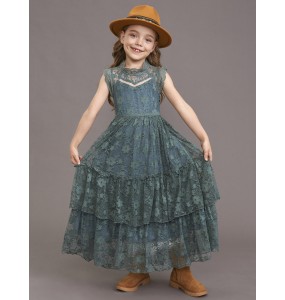 Girls Flower Dress Lace Cotton Dress Baby Kids Wedding Princess Party Dress Teenager Children Christmas Clothes for 4 6 8 10 12y