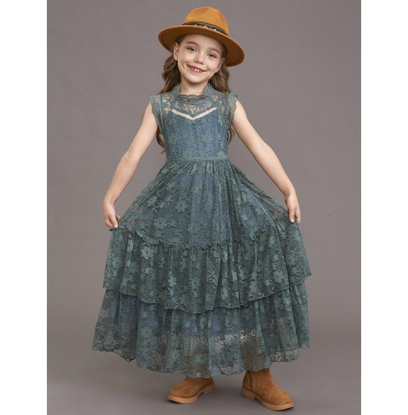 Girls Flower Dress Lace Cotton Dress Baby Kids Wedding Princess Party Dress Teenager Children Christmas Clothes for 4 6 8 10 12y