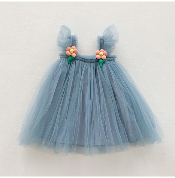 Summer Princess Girls Tulle Super Fairy Dresses Rainbow Flower Party Tutu Dress Children Mesh Puffy Birthday Vestidos Clothing