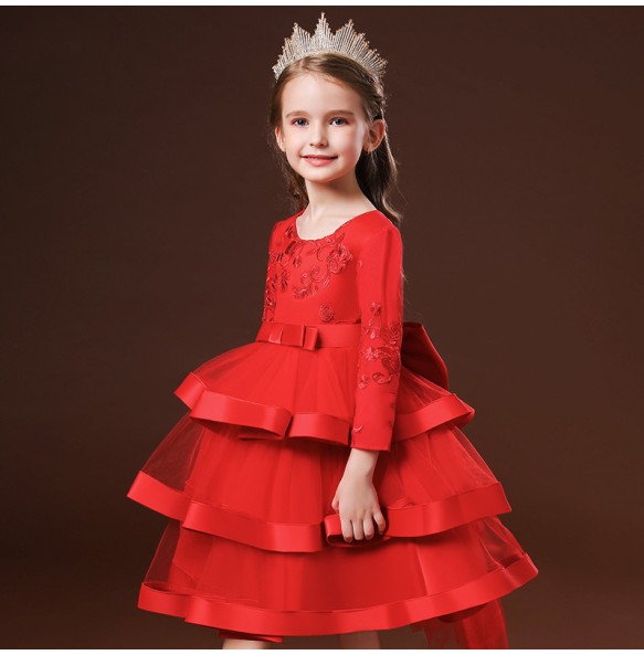 Kids Christmas Eve Girls Wedding Flower Dresses Princess Autumn Costume Elegant Party Pageant Formal Gown For Teen 3-12 Years