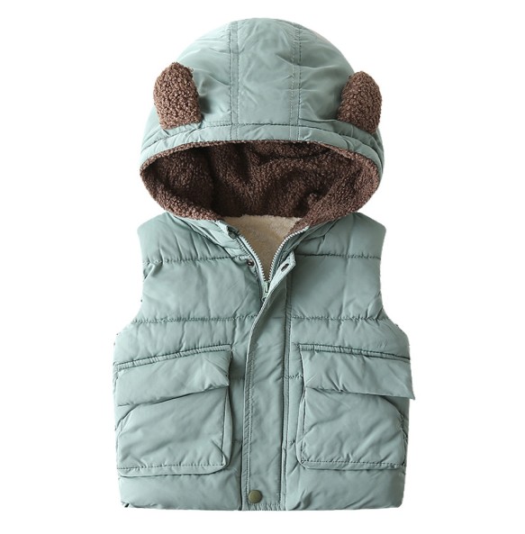 Winter Baby Boys Girls Thick Warm Woolen Hoodied Vest Outerwear Toddler Kids Jacket Coat Children Waistcoat Overall Clothes