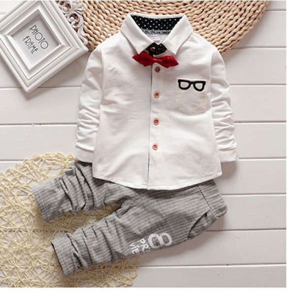 Toddler Boys Gentleman Clothes Set Kids Top T Shirt Blouse Stripe Pants Children Clothing Set Infant Birthday Christmas Costumes