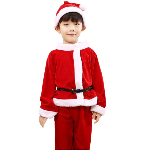 2 4 6 8 10 Years Christmas Costume Boys Girls Santa Claus Red Dress With Cloak Kids Children Clothing Girl's Clothes