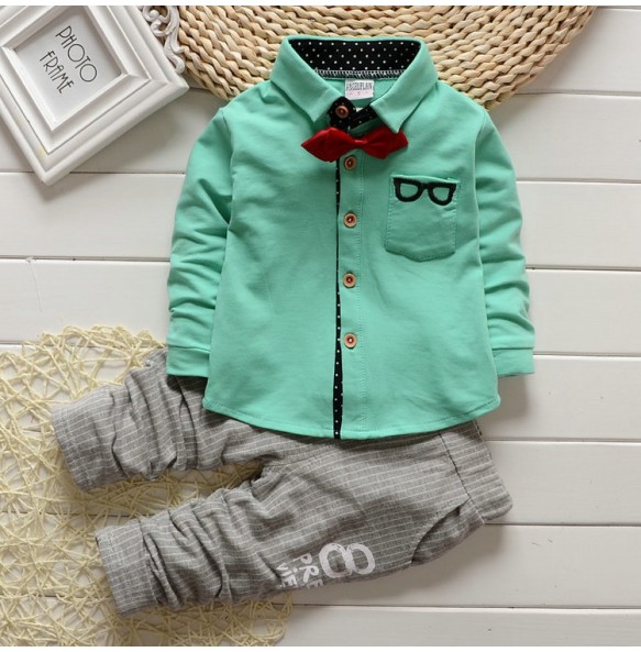 Kids Thinner Clothes Sets Spring Autumn Tracksuit Baby Boys Kid Long Sleeve Gentleman Suits Children T Shirt Pants Clothing Sets