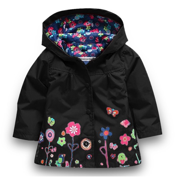 Baby Girls Flower Spring Autumn Jacket Coat Outerwear Children Kids Windbreaker Hoody Toddler Raincoat Clothing Bebes Outwear