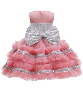 1 2 3 4 5 Years Princess Baby Girls Sequin Wedding Party Tutu Dress Children Kids Christmas Costume Clothing With Big Bow