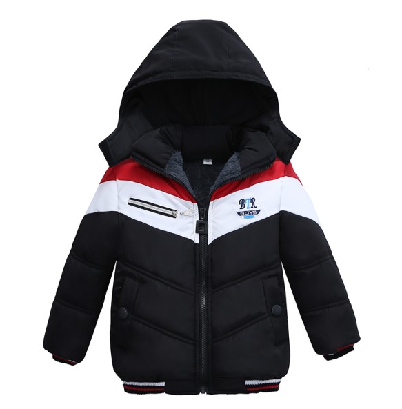 Christmas Patchwork Boys Jacket Outwear Warm Hooded Winter Jackets for Boy Girls Coat Children Parka Clothing Coat Windproof