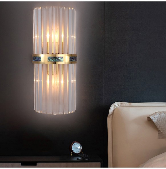 Shell Crystal Rectangle Wall Lamp Simple Corridor Aisle Porch Decoration Bedroom Bedside Night Hotel Indoor Lighting For Home