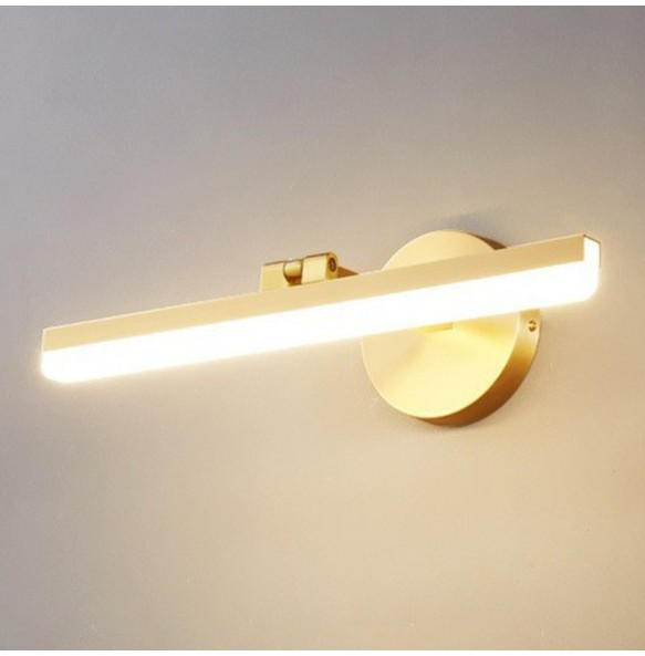 Nordic Simple Modern Copper Mirror Headlight Bathroom Toilet Led Wall Lamp Hotel Household Mirror Cabinet Lighting