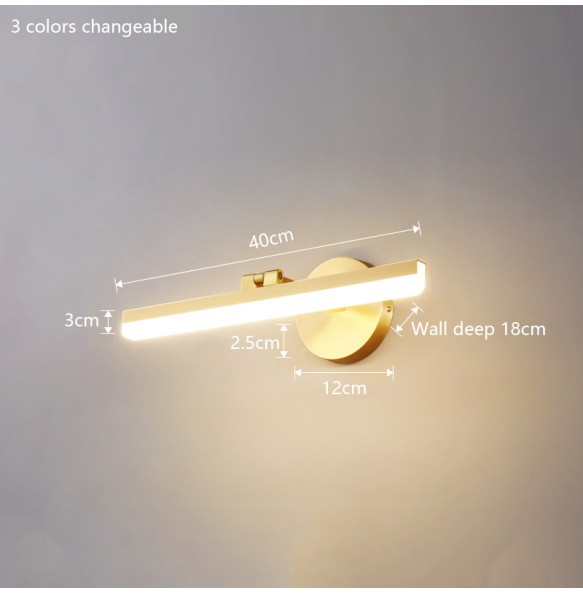 Nordic Simple Modern Copper Mirror Headlight Bathroom Toilet Led Wall Lamp Hotel Household Mirror Cabinet Lighting