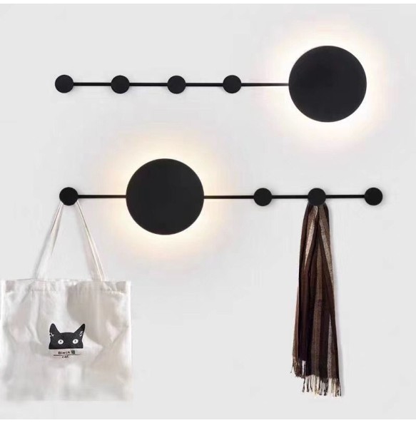 Nordic Minimalist Creative Simple Wall Lamp Modern Bedroom Bedside Entrance Hallway Coat Rack Hook Led Indoor Lighting