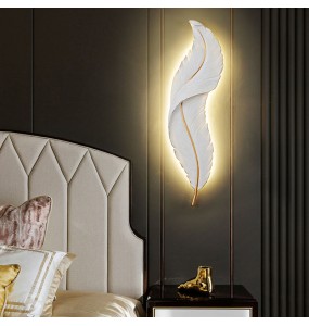 Modern Minimalist Feather Wall Lamp Living Room Tv Background Decorative Bedroom Bedside Nordic Luxury Indoor Lighting For Home