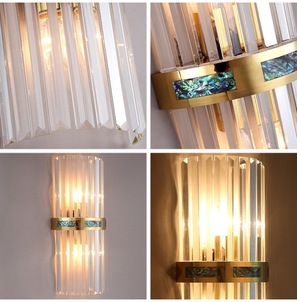 Shell Crystal Rectangle Wall Lamp Simple Corridor Aisle Porch Decoration Bedroom Bedside Night Hotel Indoor Lighting For Home