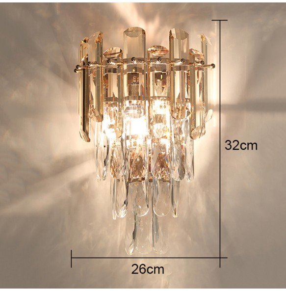 Modern Minimalist Light Luxury Crystal Glass Rod Wall Lamp Living Room Study Bedroom Decoration  Led Home Indoor Lighting