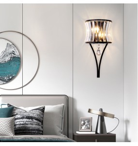 Postmodern Light Luxury Crystal Wall Lamp Simple Bedroom Bedside Creative Living Room Background Corridor Aisle Indoor Lighting