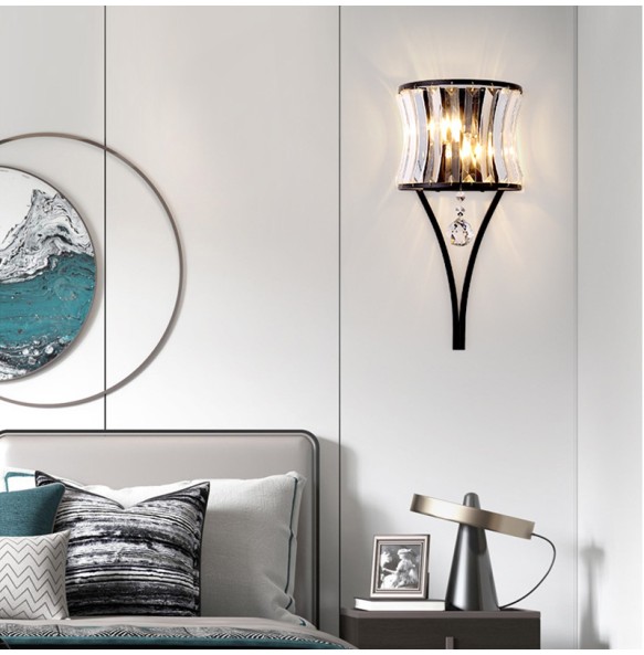 Postmodern Light Luxury Crystal Wall Lamp Simple Bedroom Bedside Creative Living Room Background Corridor Aisle Indoor Lighting