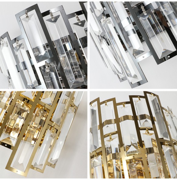 Modern Light Luxury Rectangular Crystal Wall Lamp Living Room Bedroom Study Led Indoor Lighting For Home Decor