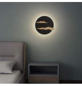 Chinese Classical Ink Painting Round Wall Lamp Cloud Bedroom Living Room Study Corridor Bedside Lighting