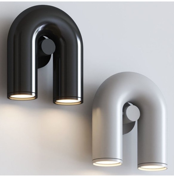 Nordic Design Minimalist Hotel Aisle Stairs Dining Room Living Room Bedroom Rotatable u-Shaped Water Pipe Wall Lamp